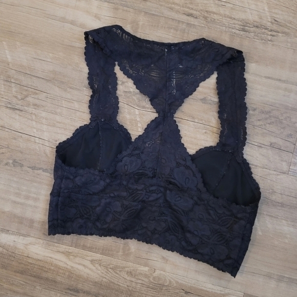 Free People Intimately Lace Black Galloon Racerback Bralette XSmall - Picture 5 of 5